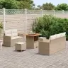 Sodo Sofų Rinkinys 8 Pcs Smėlio Poliratanas
