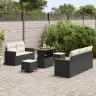 Sodo Sofų Rinkinys 8 Pcs Juoda Poliratanas