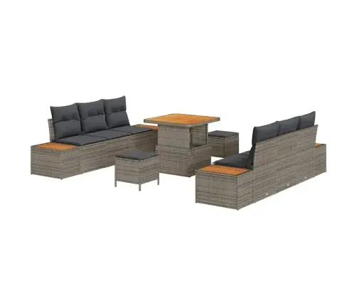 Dārza Dīvānu Komplekts 9 Pcs Pelēka Poliūtu Rotangpalma Vidaxl