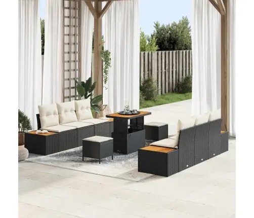 Aia Diivanikomplekt 9 Pcs Must Polürotang