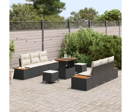 Aia Diivanikomplekt 9 Pcs Must Polürotang