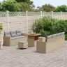 Sodo Sofų Rinkinys 10 Pcs Smėlio Poliratanas
