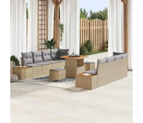 Sodo Sofų Rinkinys 11 Pcs Smėlio Poliratanas