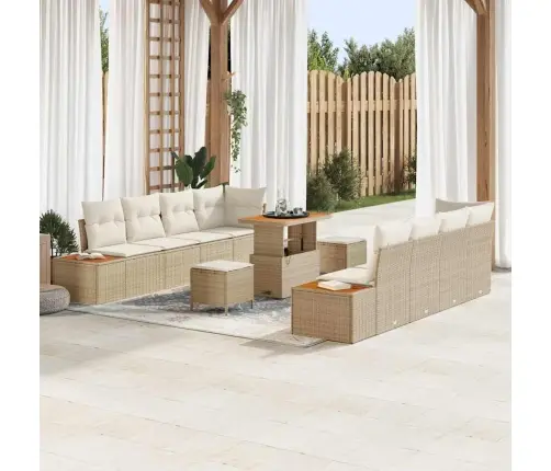 Sodo Sofų Rinkinys 11 Pcs Smėlio Poliratanas