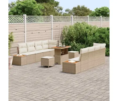 Sodo Sofų Rinkinys 11 Pcs Smėlio Poliratanas