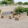 Sodo Sofų Rinkinys Su Pagalve 11 Pcs Smėlio Poli Ratanas