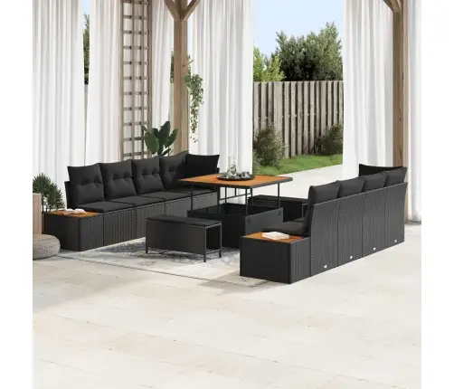 Aia Diivanikomplekt 11 Pcs Must Polürotang