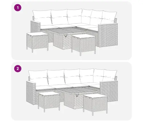 Aia Diivanikomplekt 8 Pcs Must Polürotang
