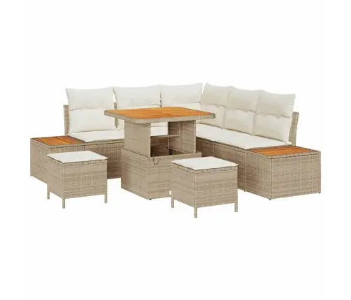 Dārza Dīvānu Komplekts 8 Pcs Bēša Poliūtu Rotangpalma Vidaxl