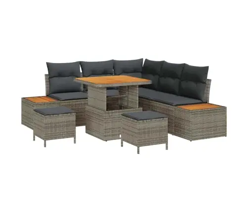 Dārza Dīvānu Komplekts 8 Pcs Pelēka Poliūtu Rotangpalma Vidaxl