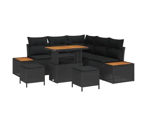 Dārza Dīvānu Komplekts 8 Pcs Melna Poliūtu Rotangpalma Vidaxl