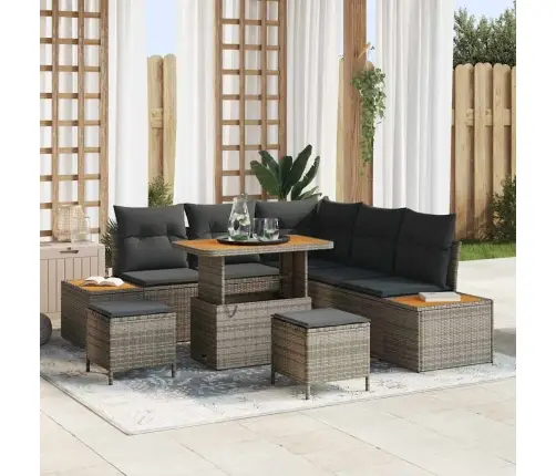 Dārza Dīvānu Komplekts 8 Pcs Pelēka Poliūtu Rotangpalma Vidaxl