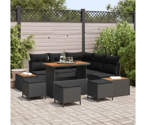 Dārza Dīvānu Komplekts 9 Pcs Melna Poliūtu Rotangpalma Vidaxl