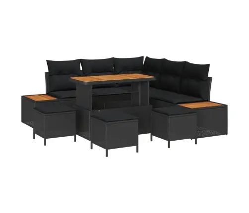Dārza Dīvānu Komplekts 9 Pcs Melna Poliūtu Rotangpalma Vidaxl