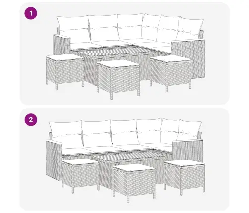Aia Diivanikomplekt 9 Pcs Must Polürotang
