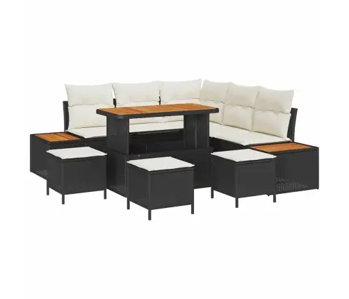 Dārza Dīvānu Komplekts 9 Pcs Melna Poliūtu Rotangpalma Vidaxl