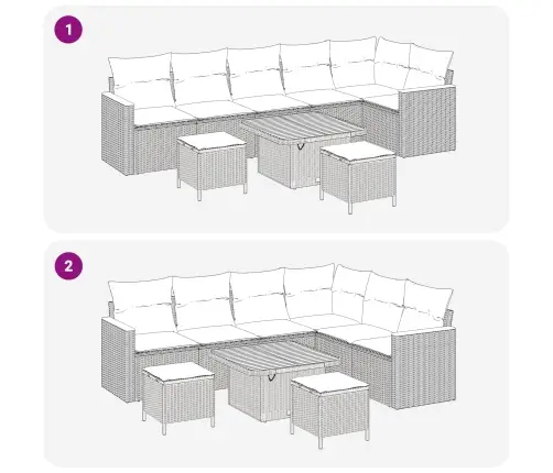Aia Diivanikomplekt 9 Pcs Must Polürotang