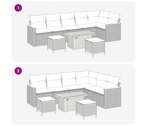 Aia Diivanikomplekt 9 Pcs Must Polürotang