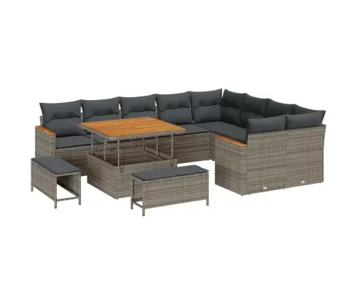 Sodo Sofų Rinkinys 12 Pcs Pilka Poliratanas