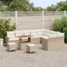 Sodo Sofų Rinkinys 12 Pcs Smėlio Poliratanas