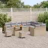 Sodo Sofų Rinkinys 12 Pcs Smėlio Poliratanas
