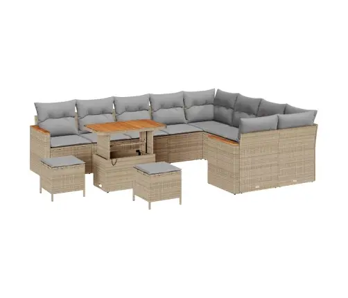 Sodo Sofų Rinkinys 12 Pcs Smėlio Poliratanas