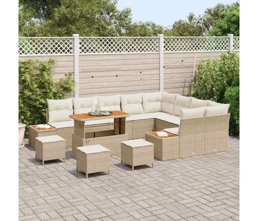 Sodo Sofų Rinkinys 13 Pcs Smėlio Poliratanas