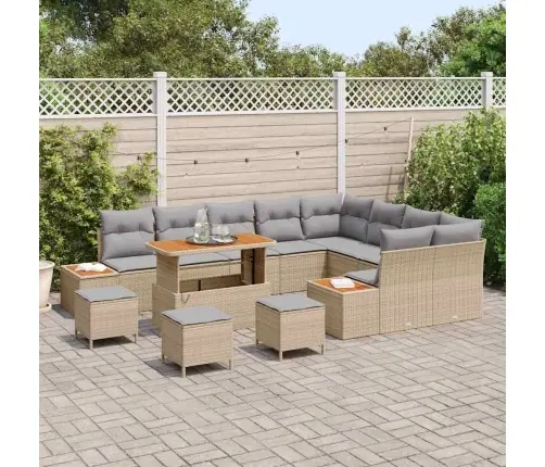 Sodo Sofų Rinkinys 13 Pcs Smėlio Poliratanas