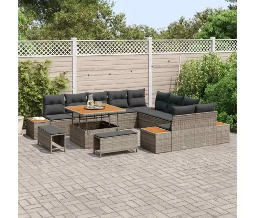 13 Gab. Dārza Dīvānu Komplekts Ar Spilveniem Pelēks Rātna Akācija Vidaxl