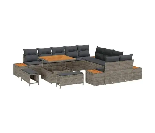 13 Gab. Dārza Dīvānu Komplekts Ar Spilveniem Pelēks Rātna Akācija Vidaxl