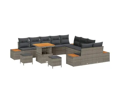 Sodo Sofų Rinkinys 13 Pcs Pilka Poliratanas