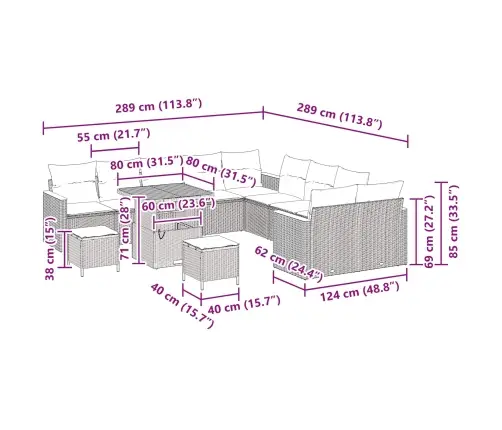 Aia Diivanikomplekt 13 Pcs Hall Polürotang