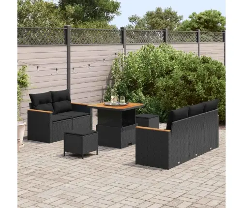 Aia Diivanikomplekt 8 Pcs Must Polürotang