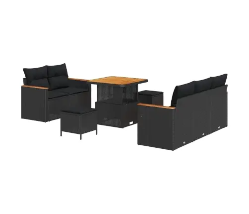 Sodo Sofų Rinkinys 8 Pcs Juoda Poliratanas