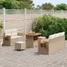 Sodo Sofų Rinkinys 8 Pcs Smėlio Poliratanas