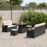 Sodo Sofų Rinkinys 8 Pcs Juoda Poliratanas