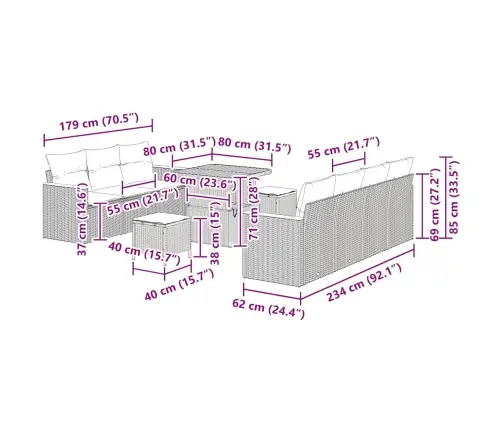 Aia Diivanikomplekt Padjaga 10 Pcs Hall Polürooster