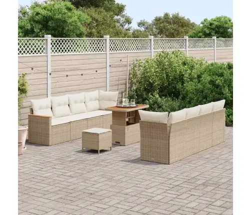 11 Gabalu Dārza Dīvānu Komplekts Ar Spilveniem Bēšs Poli Rotangpalma Akācija Vidaxl