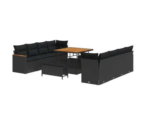 11 Gabalu Dārza Dīvānu Komplekts Ar Spilveniem Melnā Polirattan Vidaxl