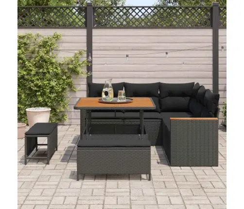 Sodo Sofų Rinkinys 8 Pcs Juoda Poliratanas