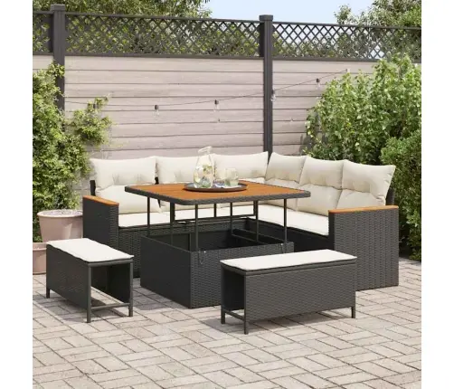 8 Daļu Dārza Dīvānu Komplekts Ar Spilveniem Melnā Poli Rotangpalma Akācijā Vidaxl 8 Daļu Dārza Dīvānu Komplekts Ar Spilveniem Melnā Poli Rotangpalma Akācijā Vidaxl