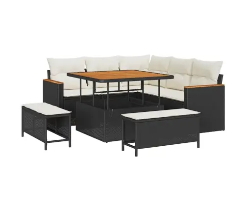 8 Daļu Dārza Dīvānu Komplekts Ar Spilveniem Melnā Poli Rotangpalma Akācijā Vidaxl 8 Daļu Dārza Dīvānu Komplekts Ar Spilveniem Melnā Poli Rotangpalma Akācijā Vidaxl