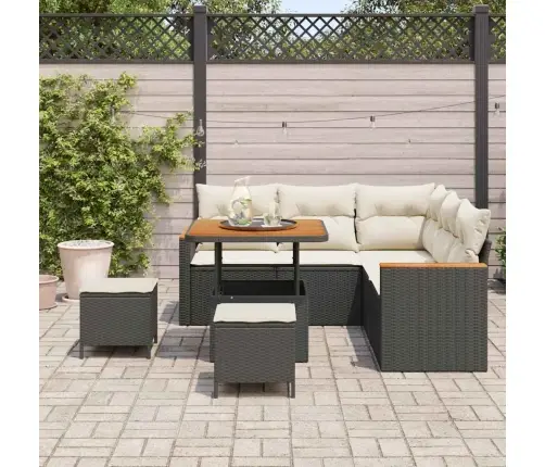 Sodo Sofų Rinkinys 8 Pcs Juoda Poliratanas