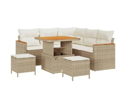 Sodo Sofų Rinkinys 8 Pcs Smėlio Poliratanas