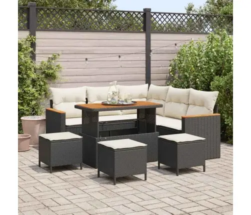 Aia Diivanikomplekt 9 Pcs Must Polürotang