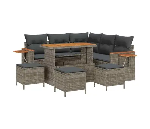 Sodo Sofų Rinkinys 9 Pcs Pilka Poliratanas