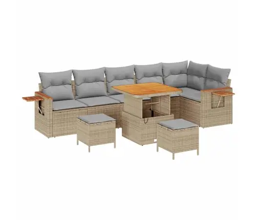 Sodo Sofų Rinkinys 9 Pcs Smėlio Poliratanas