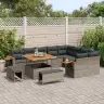 Sodo Sofų Rinkinys 12 Pcs Pilka Poliratanas