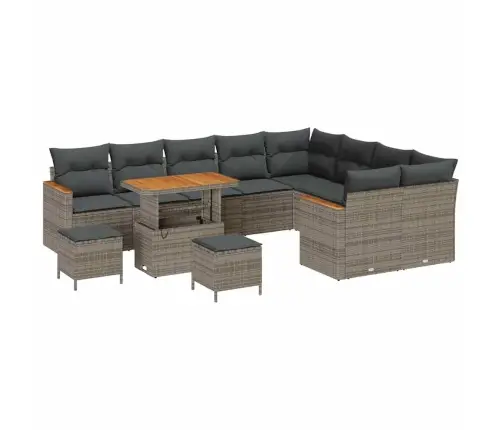 Sodo Sofų Rinkinys 12 Pcs Pilka Poliratanas