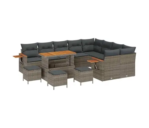 Sodo Sofų Rinkinys 13 Pcs Pilka Poliratanas